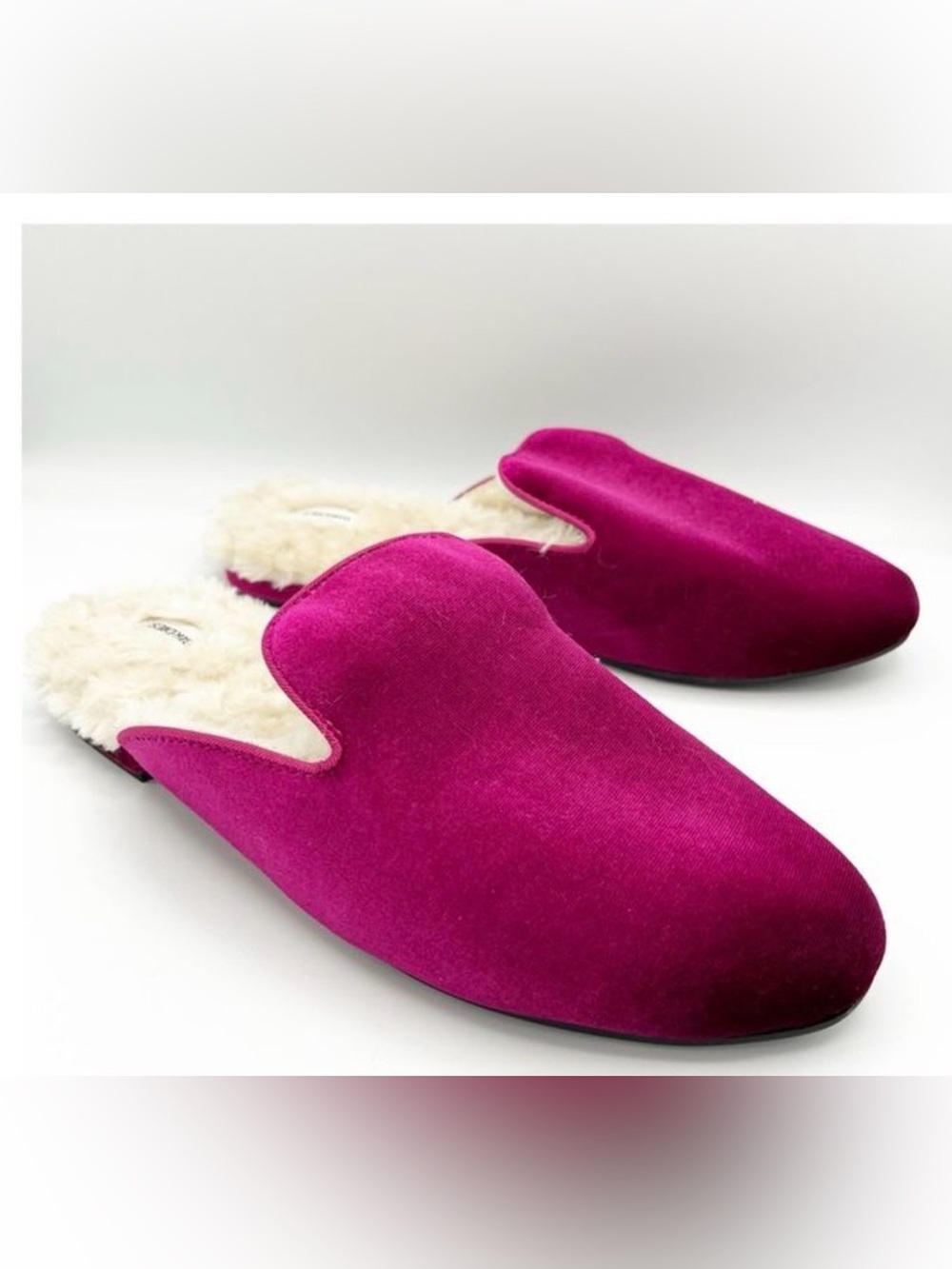 Birdies The Phoebe Wild Berry Velvet Faux Fur Mules US 7
